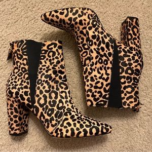 Neiman Marcus fur leather leopard boots